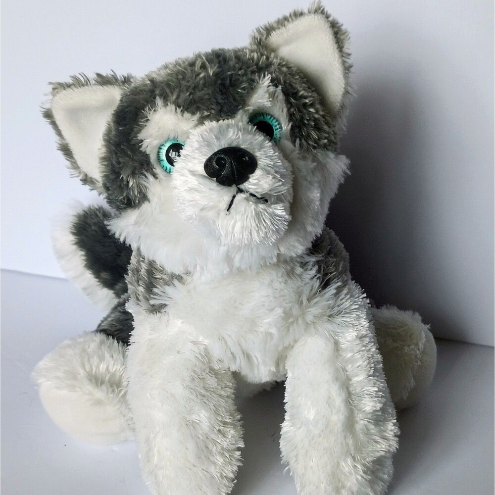 Aurora Husky Wolf Plush 10” Grey White Dog Stuffed Animal Large Flopsie Soft